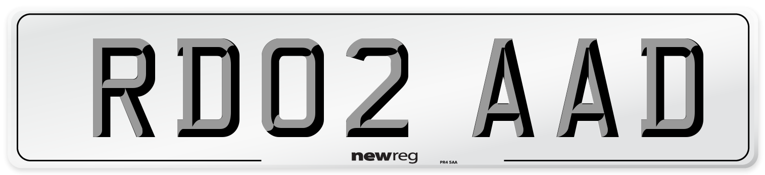 RD02 AAD Number Plate from New Reg